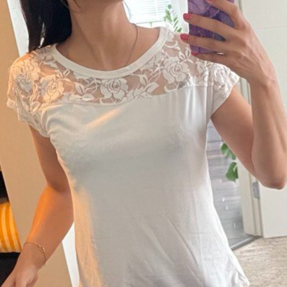 Top with lace/net neck - Picture 1 of 3